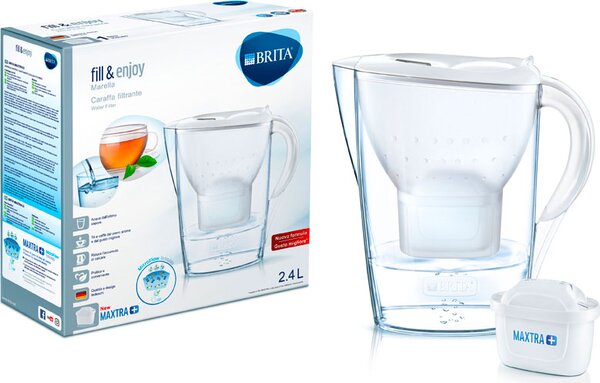 Brita Caraffa Filtrante capacit 2,4 Litri colore Bianco + 1 Filtro MAXTRA+ - Marella White