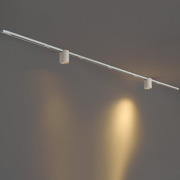 Sistema di illuminazione a binario moderno bianco con 2 faretti monofase - Iconic Rondoo Up