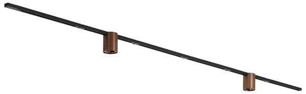 Sistema di illuminazione a binario moderno nero con 2 faretti bronzo scuro 1 fase - Iconic Rondoo Up