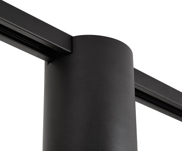 Sistema di illuminazione a binario moderno nero con 2 faretti monofase - Iconic Rondoo Up