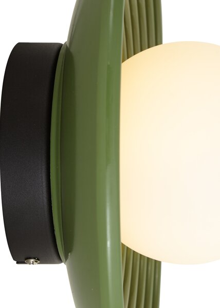 Plafoniera retrò verde con vetro opale - Lila
