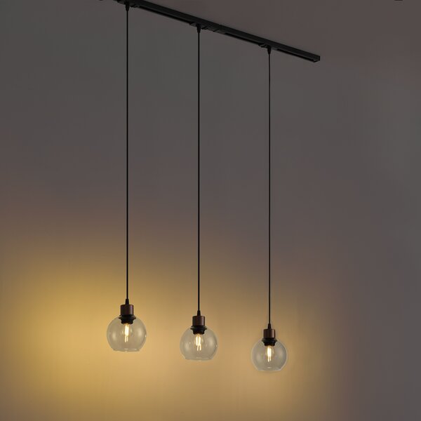 Sistema di illuminazione a binario moderno nero con 3 luci a sospensione bronzo 1 fase - Iconic Lava