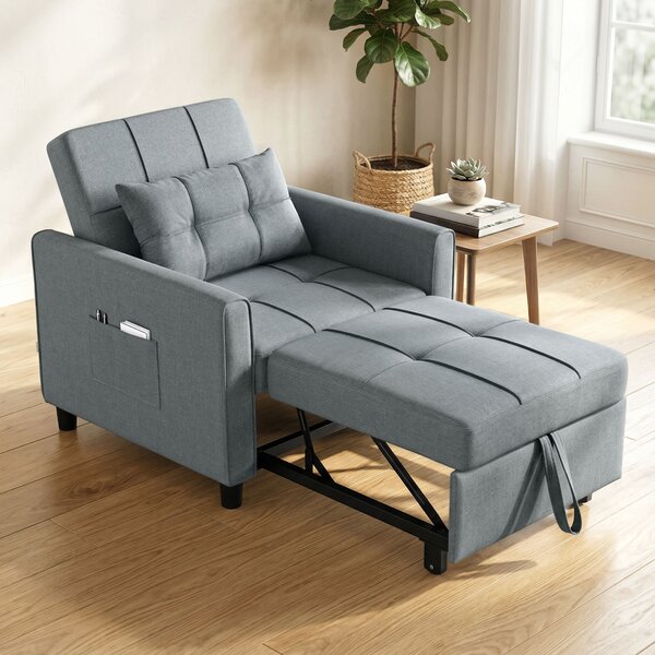 HOMCOM Divano Letto Pieghevole Convertibile con Schienale Regolabile e Cuscino, Grigio | Aosom Italy