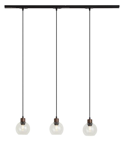 Sistema di illuminazione a binario moderno nero con 3 luci a sospensione bronzo 1 fase - Iconic Lava