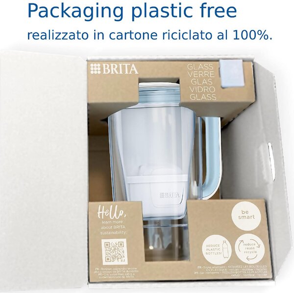 Brita Caraffa Filtrante capacit 2,5 Litri in Vetro Trasparente e Bianco - 1046673