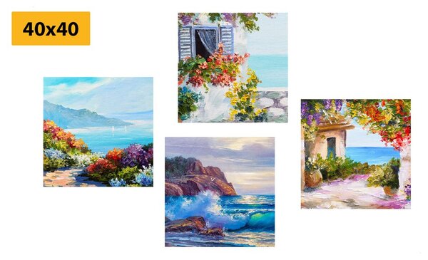 Set di quadri – Paesaggio marino in imitazione di pittura