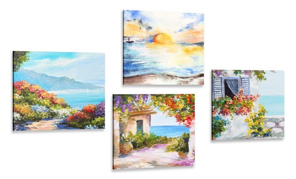 Set di quadri – Alba sul mare