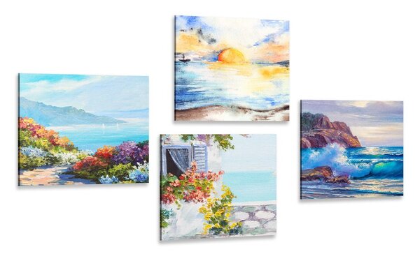 Set di quadri – Vista sul mare in imitazione di pittura