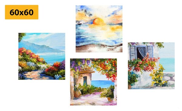 Set di quadri – Alba sul mare