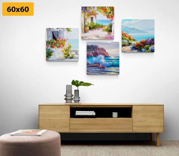 Set di quadri – Paesaggio marino in imitazione di pittura