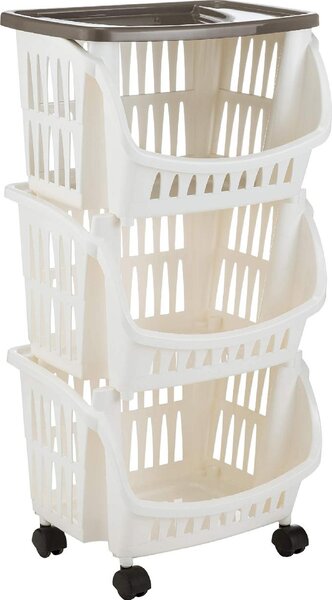 Bama Carrello Cucina Portafrutta Portatutto Multiuso in Plastica colore Tortora Bianco