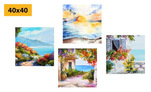 Set di quadri – Alba sul mare