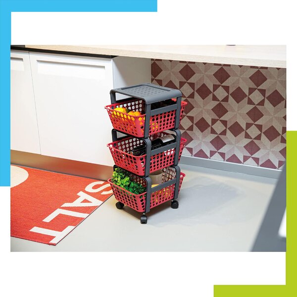 Ecoplast Carrello Cucina Portafrutta Portatutto Multiuso in Plastica Dimensioni 29x42x75 cm colore Ghiaccio