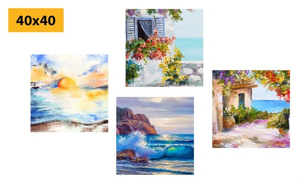 Set di quadri – Tocco di mare in imitazione di pittura a olio
