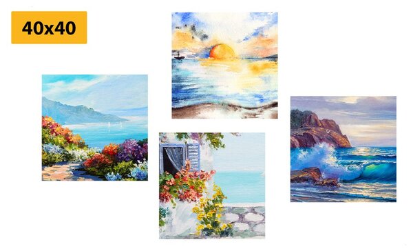 Set di quadri – Vista sul mare in imitazione di pittura