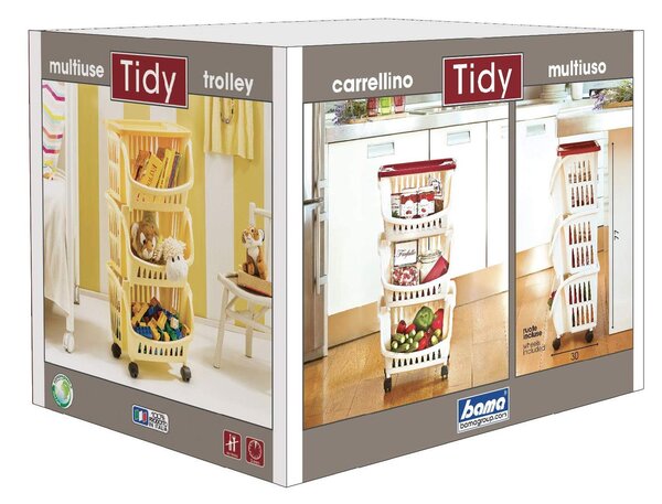 Bama Carrello Cucina Portafrutta Portatutto Multiuso in Plastica colore Tortora Bianco