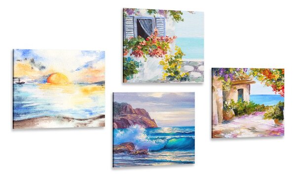 Set di quadri – Tocco di mare in imitazione di pittura a olio