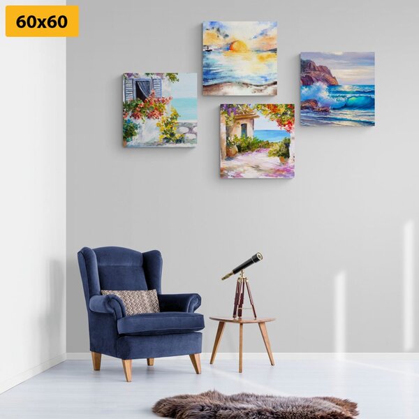Set di quadri – Tocco di mare in imitazione di pittura a olio