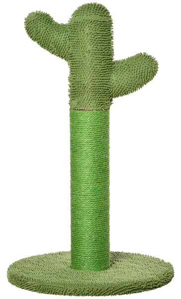 PawHut Albero Tiragraffi per Gatti Adulti e Gattini a Forma di Cactus con Corda Sisal, 40x40x65cm, Verde|Aosom