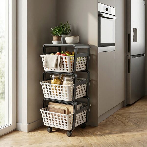 Ecoplast Carrello Cucina Portafrutta Portatutto Multiuso in Plastica Dimensioni 29x42x75 cm colore Ghiaccio