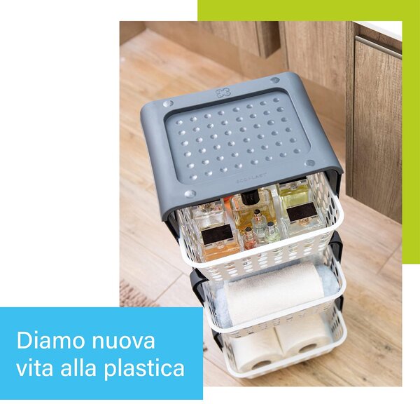 Ecoplast Carrello Cucina Portafrutta Portatutto Multiuso in Plastica Dimensioni 29x42x75 cm colore Ghiaccio