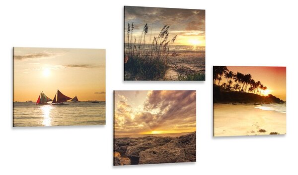 Set di quadri – Tramonto incantevole al mare