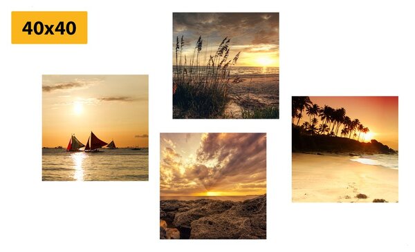 Set di quadri – Tramonto incantevole al mare