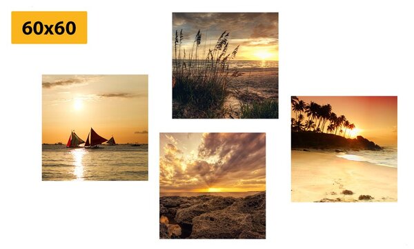 Set di quadri – Tramonto incantevole al mare