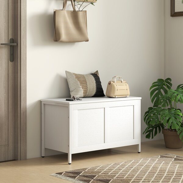 HOMCOM Baule Contenitore da 95 L con Coperchio e Cerniera di Sicurezza 80x40x50 cm Bianco Venato | Aosom Italy