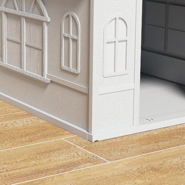 AllMyPets Casetta per Cani in PP Impermeabile con Tetto Inclinato e Porta di Ingresso, 65x75.7x63 cm colore Grigio - L3880GY