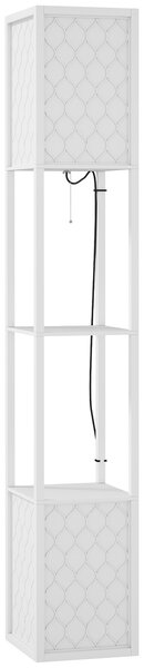 HOMCOM Lampada da Terra con Ripiani in Tessuto e Interruttore a Catena 26x26x156 cm Bianco | Aosom Italy