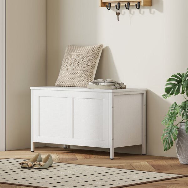 HOMCOM Baule Contenitore da 95 L con Coperchio e Cerniera di Sicurezza 80x40x50 cm Bianco Venato | Aosom Italy