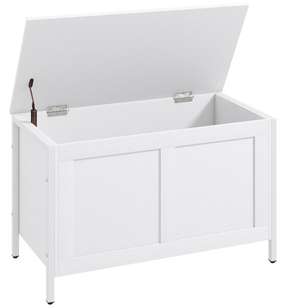 HOMCOM Baule Contenitore da 95 L con Coperchio e Cerniera di Sicurezza 80x40x50 cm Bianco Venato | Aosom Italy