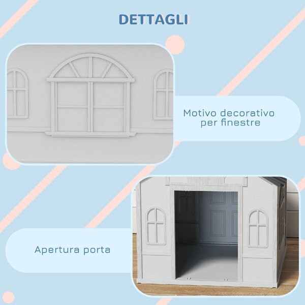 AllMyPets Casetta per Cani in PP Impermeabile con Tetto Inclinato e Porta di Ingresso, 65x75.7x63 cm colore Grigio - L3880GY