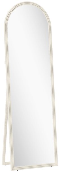 HOMCOM Specchio a figura intera, 50 x 160 cm, posizionabile liberamente, montaggio a parete, cornice ad arco, Bianco | Aosom Italy
