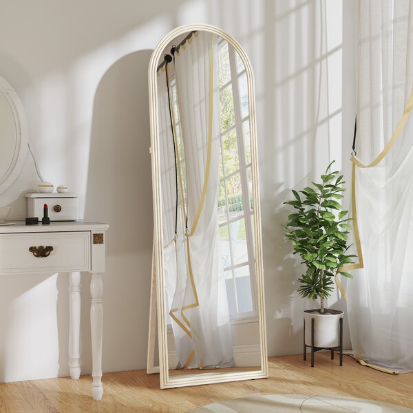 HOMCOM Specchio a figura intera, 50 x 160 cm, posizionabile liberamente, montaggio a parete, cornice ad arco, Bianco | Aosom Italy