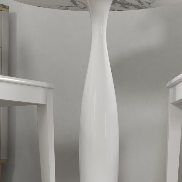 HOMCOM Tavolo da pranzo rotondo in acciaio verniciato a polvere, in MDF con melamina, con piedini antiscivolo, 70 x 74 cm, Bianco | Aosom Italy