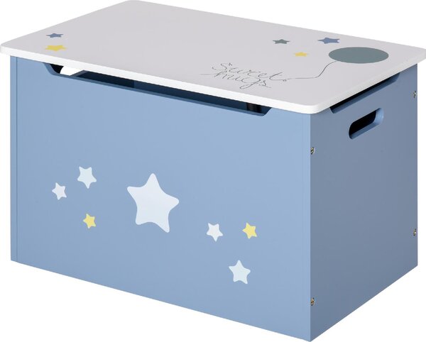 DecHome Cassapanca Baule Portagiochi in Legno per Cameretta Bambini colore Blu e Bianco