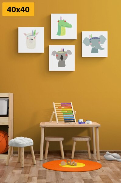 Set di quadri – Animali con piuma indiana