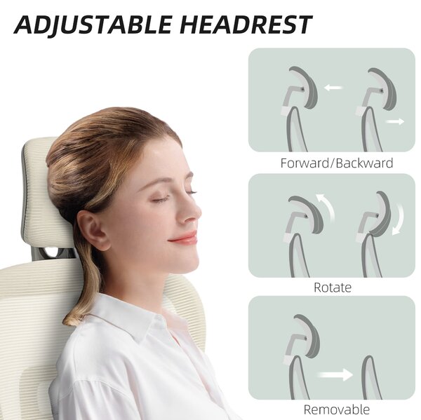 HOMCOM Sedia ufficio ergonomica in rete reclinabile con poggiatesta, Beige | Aosom Italy