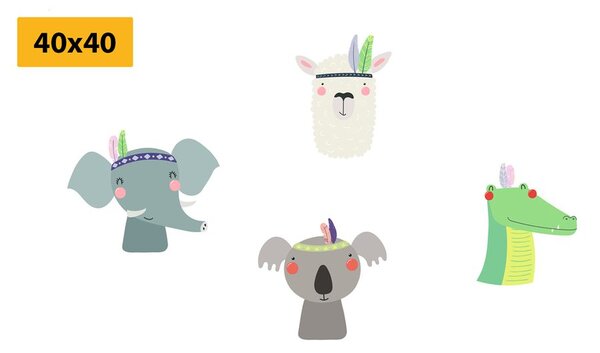 Set di quadri – Animali con piuma indiana