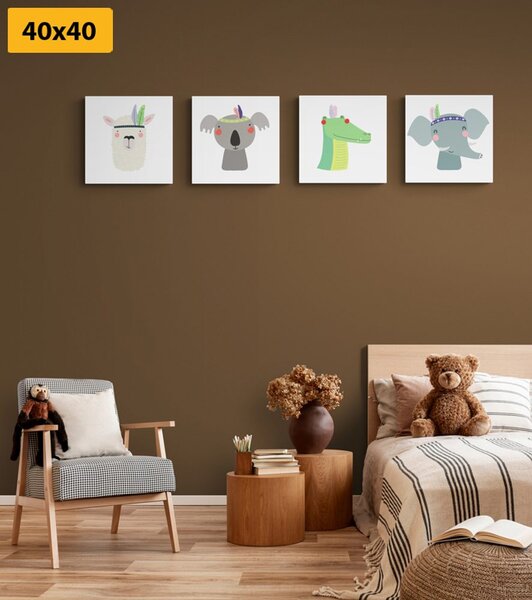Set di quadri – Animali con piuma indiana