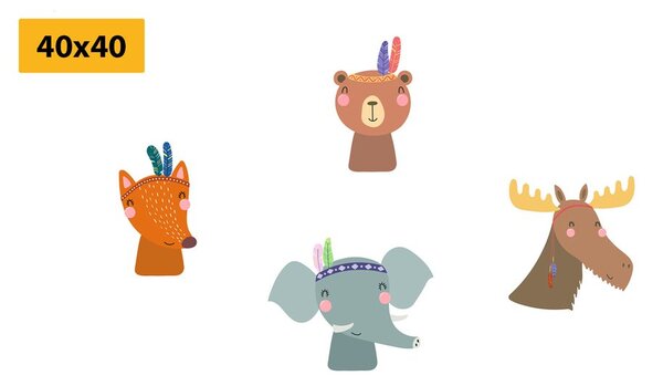 Set di quadri – Indiani animali