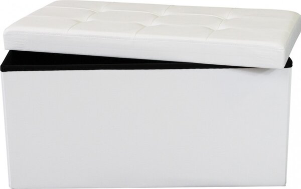 DecHome Cassapanca in Ecopelle Panca contenitore Dimensioni 76x38x38 cm colore Bianco