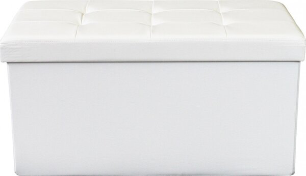 DecHome Cassapanca in Ecopelle Panca contenitore Dimensioni 76x38x38 cm colore Bianco