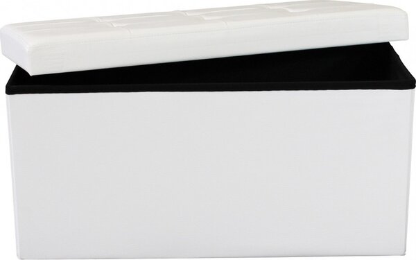 DecHome Cassapanca in Ecopelle Panca contenitore Dimensioni 76x38x38 cm colore Bianco