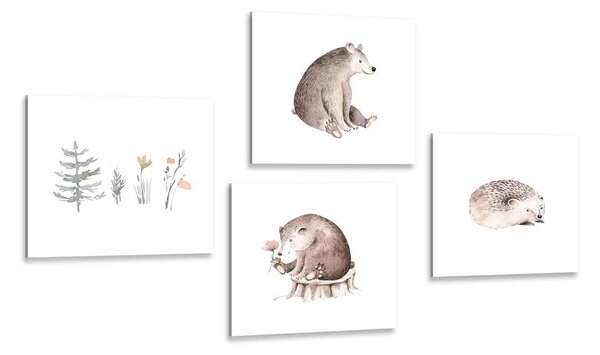 Set di quadri – Animali del bosco in stile minimalista