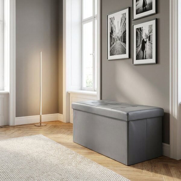 DecHome Cassapanca in Ecopelle Panca contenitore Dimensioni 76x38x38 cm colore Grigio
