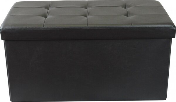 DecHome Cassapanca in Ecopelle Panca contenitore Dimensioni 76x38x38 cm colore Nero