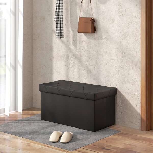 DecHome Cassapanca in Ecopelle Panca contenitore Dimensioni 76x38x38 cm colore Nero